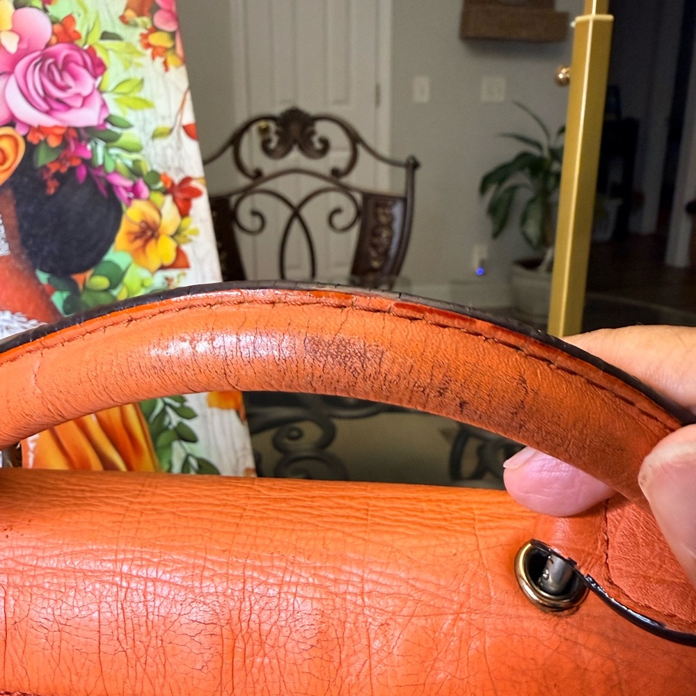 MCM Coral Satchel with Gold Bow Accent - Picture 8 of 15